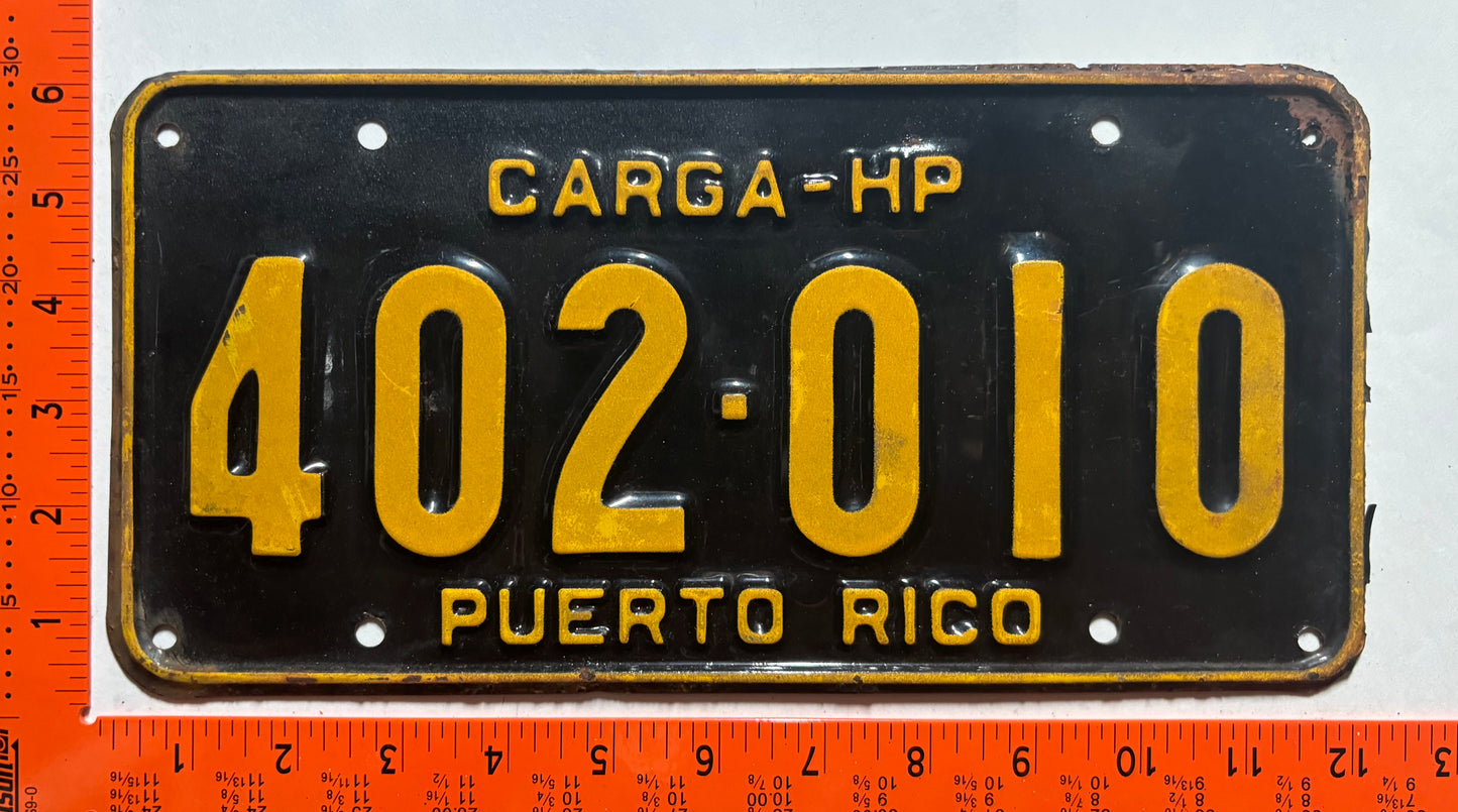 1959-66 Puerto Rico #402-010 Truck for Hire License Plate