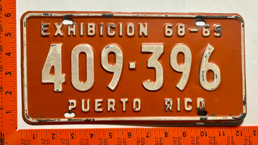 1968/1969 Puerto Rico #409-396 New Car Dealer License Plate