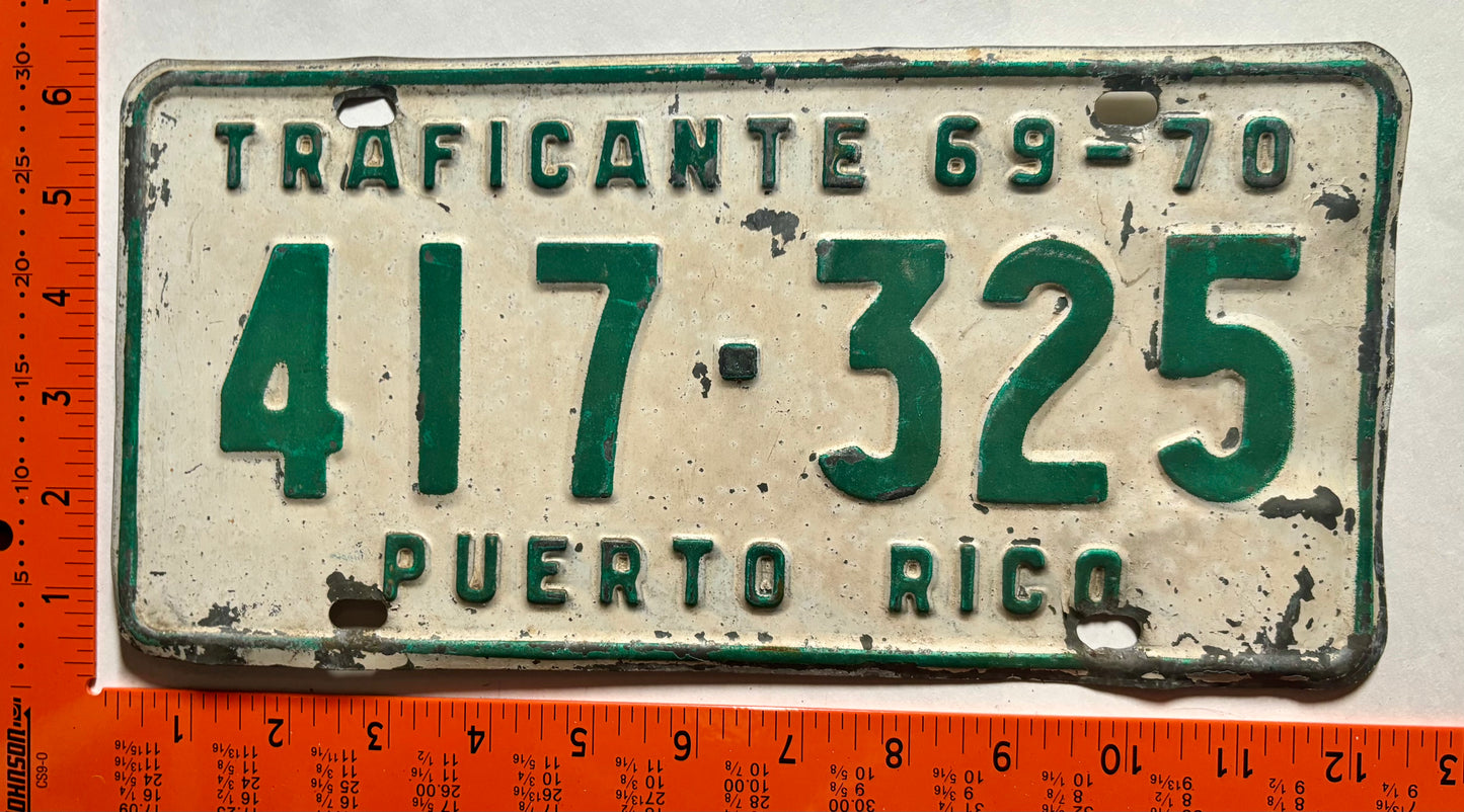 1969/1970 Puerto Rico #417-325 Used Car Dealer License Plate
