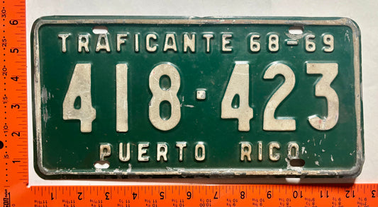 1968/1969 Puerto Rico #418-423 Used Car Dealer License Plate