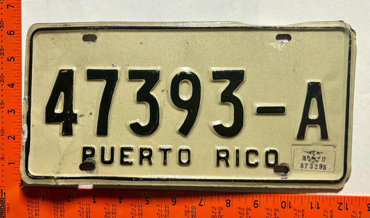 1976/1977 Puerto Rico #47393-A Trailer License Plate