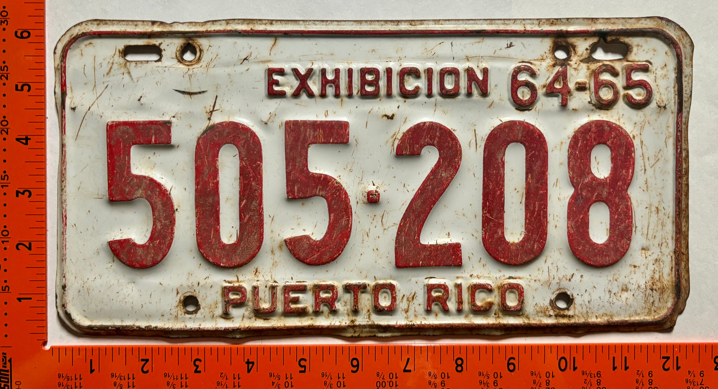 1964/1965 Puerto Rico #505-208 New Car Dealer License Plate