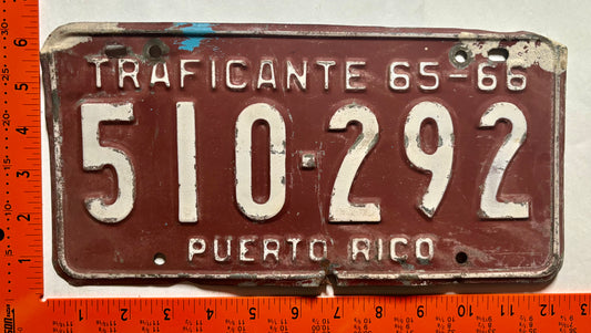 1965/1966 Puerto Rico #510-292 Used Car Dealer License Plate