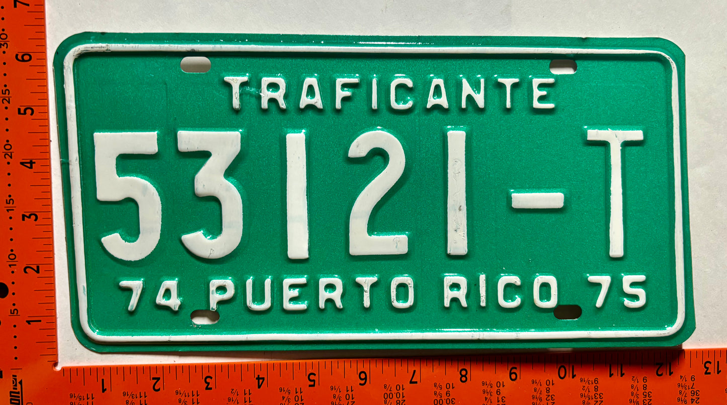 1974/1975 Puerto Rico #53121-T Used Car Dealer License Plate