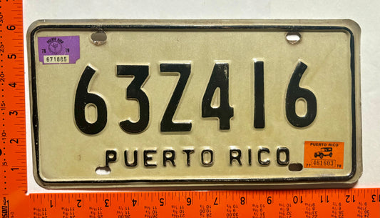 1977-1979 Puerto Rico #63Z416 Passenger License Plate