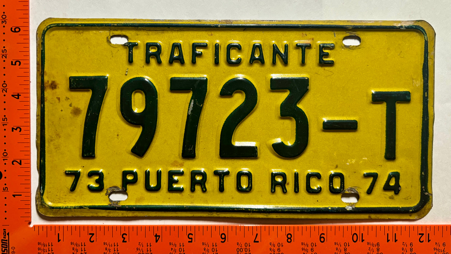 1973/1974 Puerto Rico #79723-T Used Car Dealer License Plate