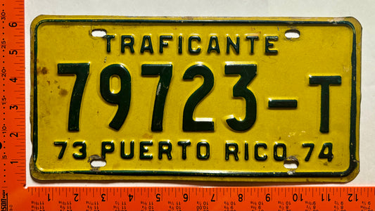 1973/1974 Puerto Rico #79723-T Used Car Dealer License Plate