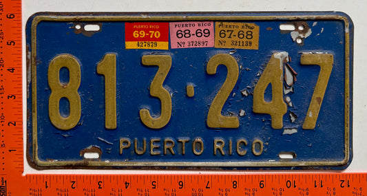 1967-1970 Puerto Rico #813-247 Passenger License Plate