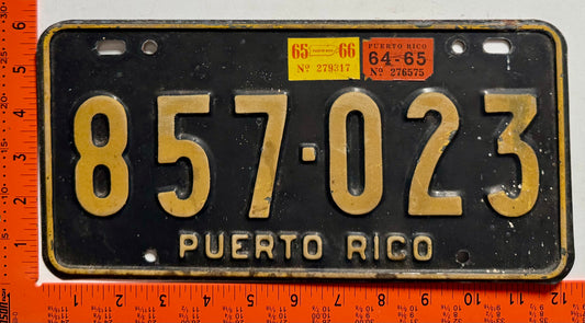 1964-1966 Puerto Rico #857-023 Passenger License Plate