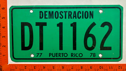 1977/1978 Puerto Rico #DT 1162 Dealer License Plate