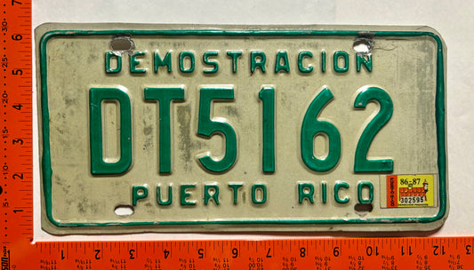 1986/1987 Puerto Rico #DT5162 Dealer License Plate