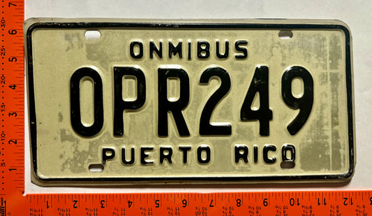 undated Puerto Rico #OPR249 Omnibus License Plate