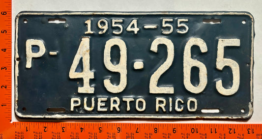 1954/1955 Puerto Rico #P-49-265 Public License Plate (repaint)