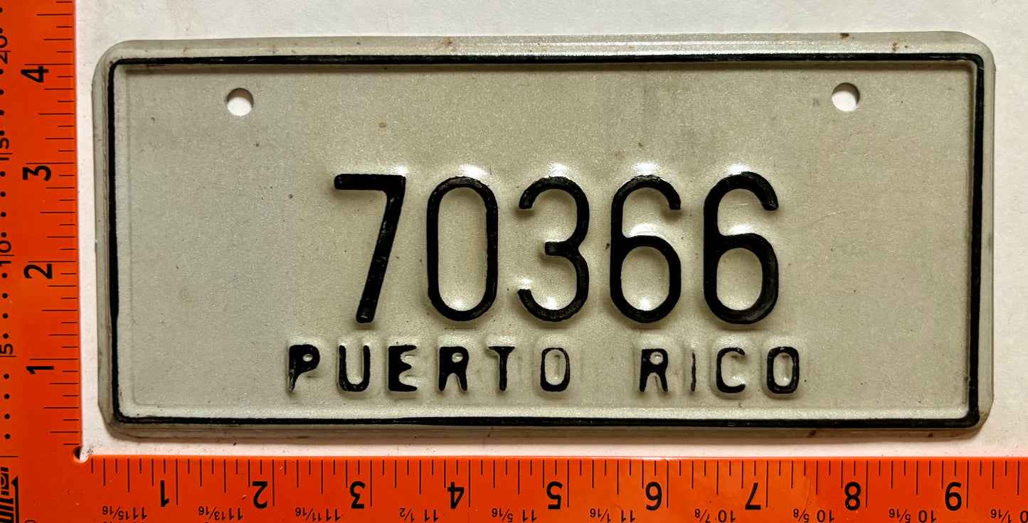 undated Puerto Rico #70366 Motorcycle License Plate
