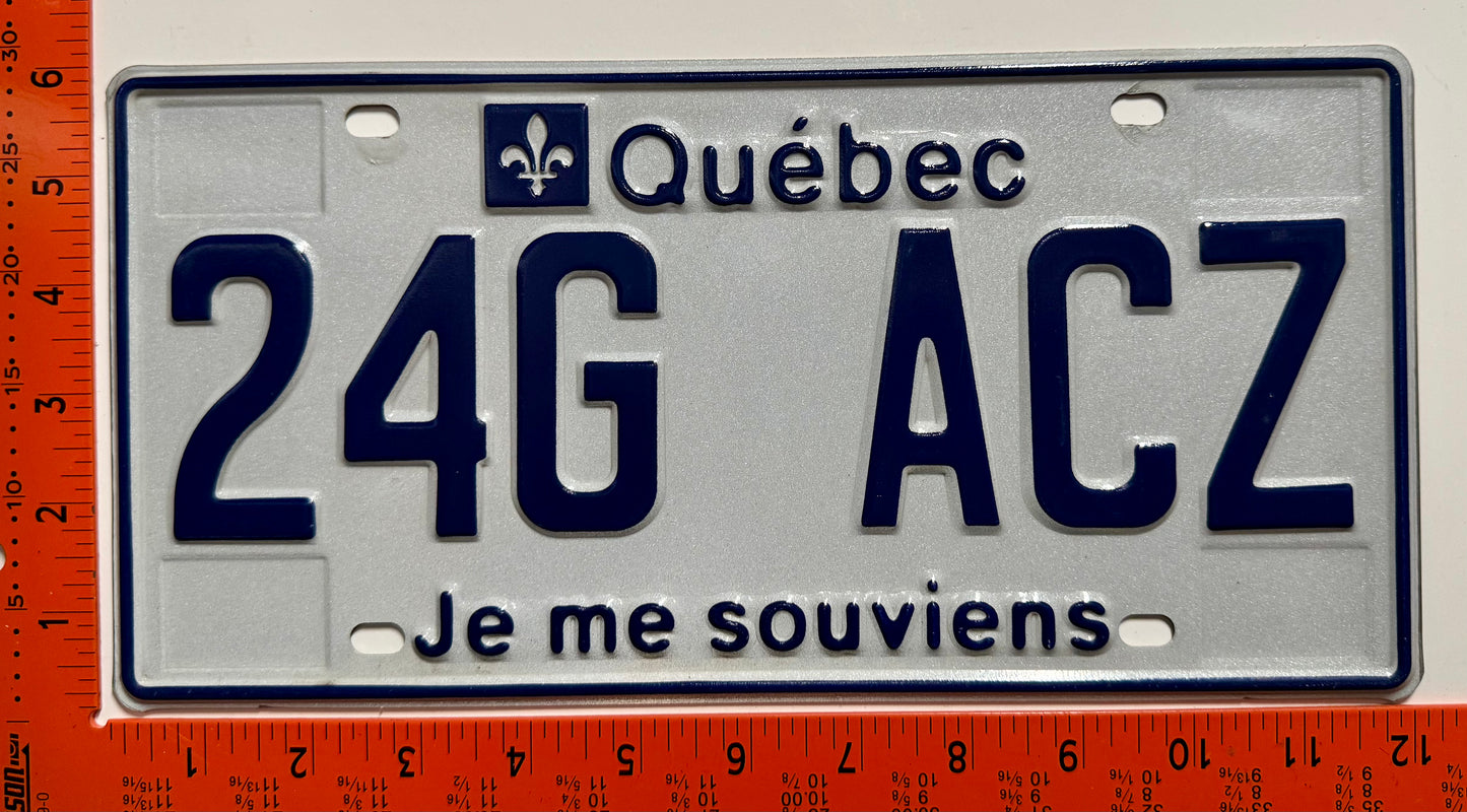 undated Quebec #24G ACZ Passenger License Plate