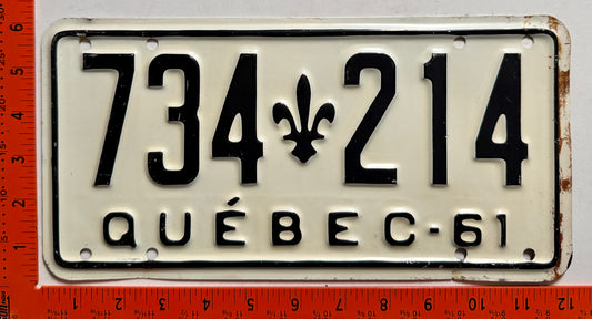 1961 Quebec #734 214 Passenger License Plate