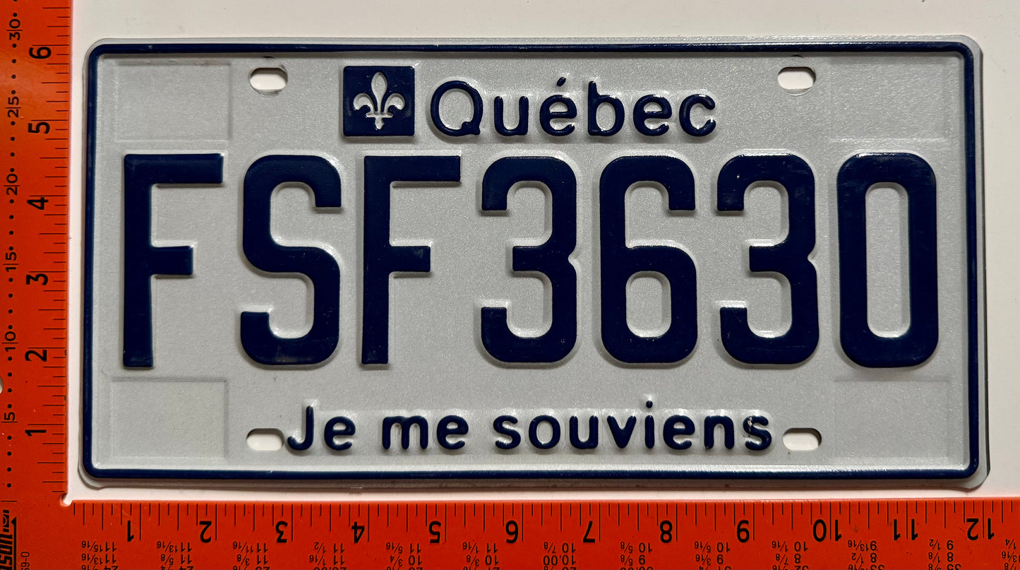 undated Quebec #FSF3630 Commercial License Plate