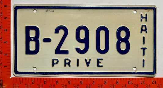 1981 base Haiti #B-2908 Passenger License Plate