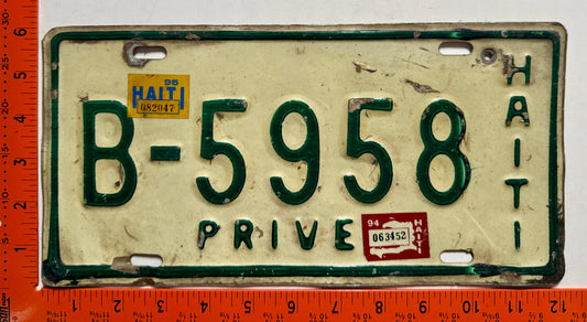 1994/1995 Haiti #B-5958 Passenger License Plate