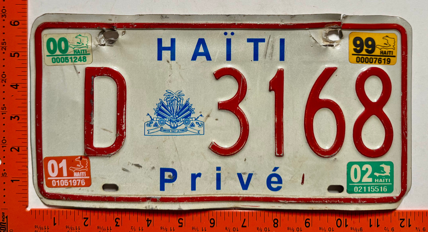 1999-2002 Haiti #D 3168 Passenger License Plate