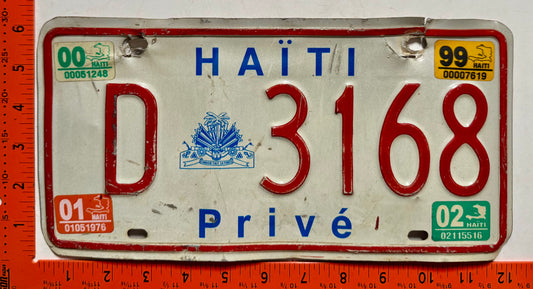 1999-2002 Haiti #D 3168 Passenger License Plate