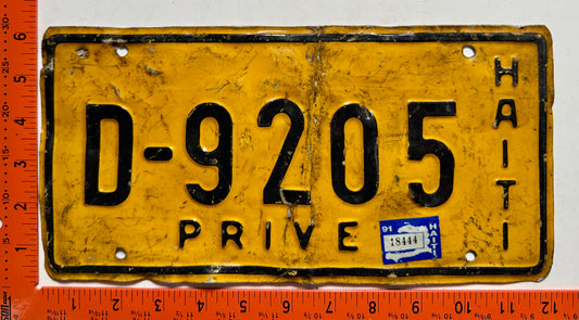 1991 Haiti #D-9205 Passenger License Plate