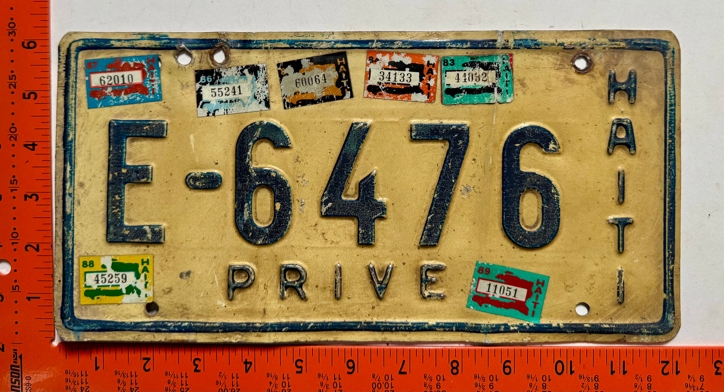 1983-1989 Haiti #E-6476 Passenger License Plate