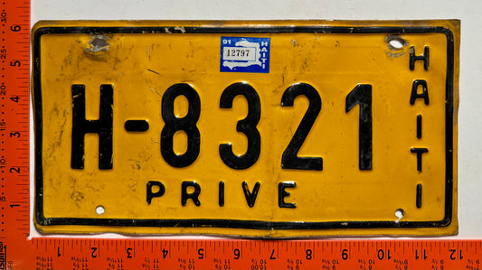 1991 Haiti #H-8321 Passenger License Plate