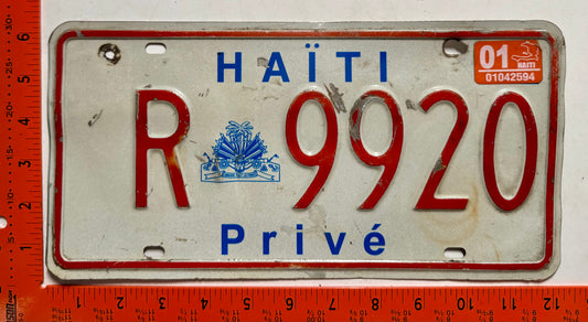 2001 Haiti #R 9920 Passenger License Plate