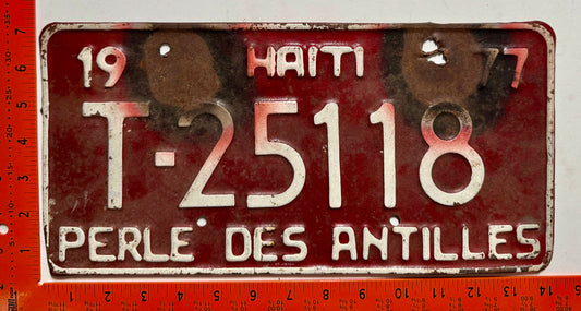 1977 Haiti #T-25118 Taxi License Plate
