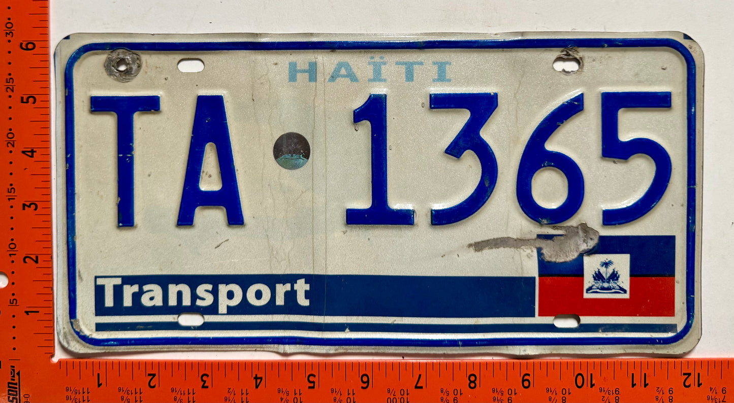 2003 base Haiti #TA 1365 Transport License Plate