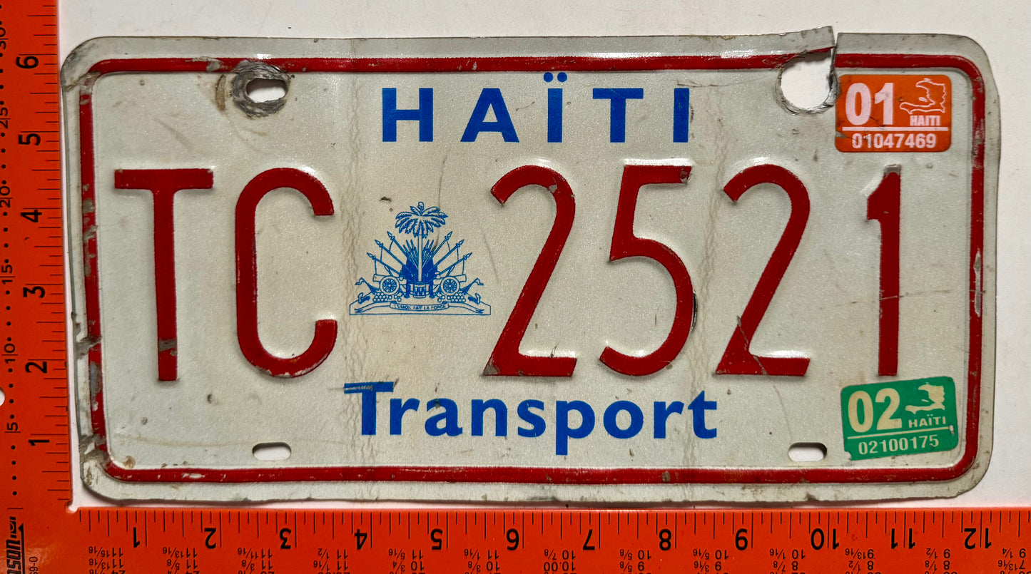 2001/2002 Haiti #TC 2521 Transport License Plate