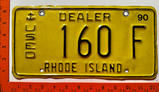 1990 Rhode Island #160 F Used Car Dealer License Plate
