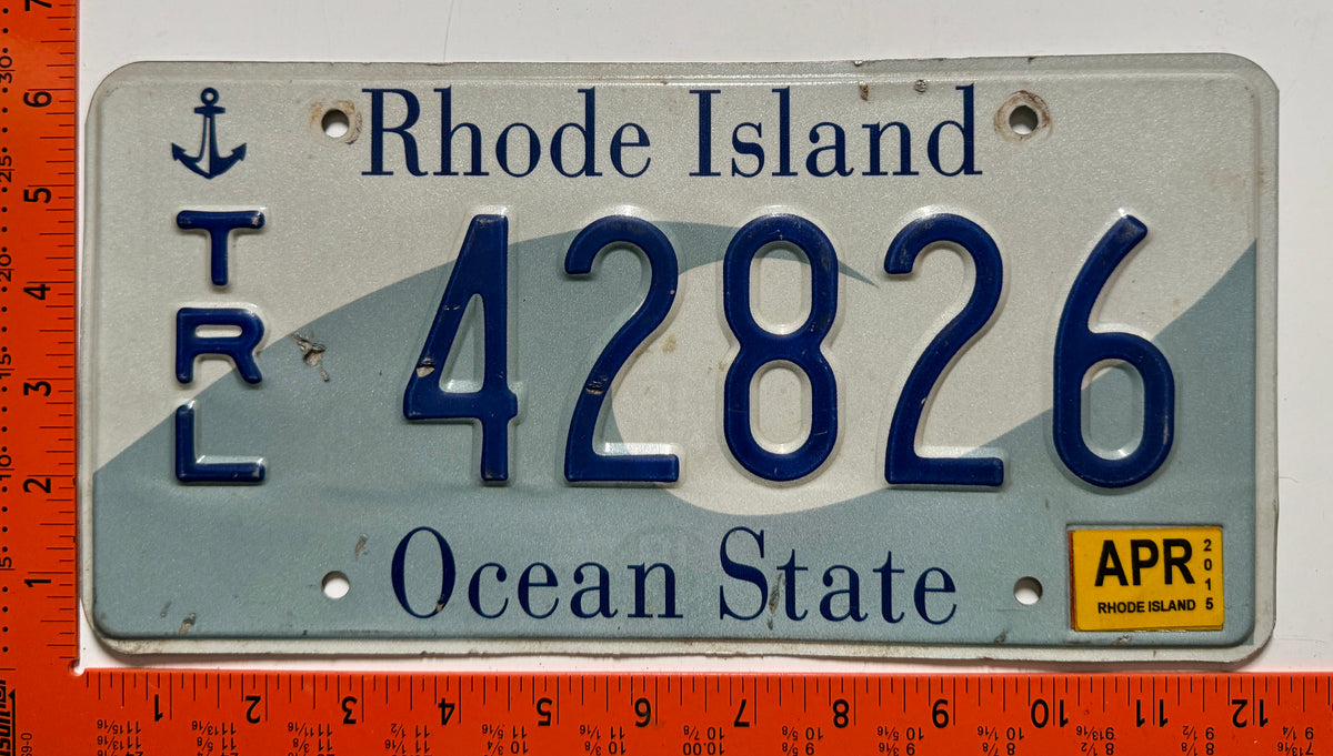 2015 Rhode Island #42826 Trailer License Plate