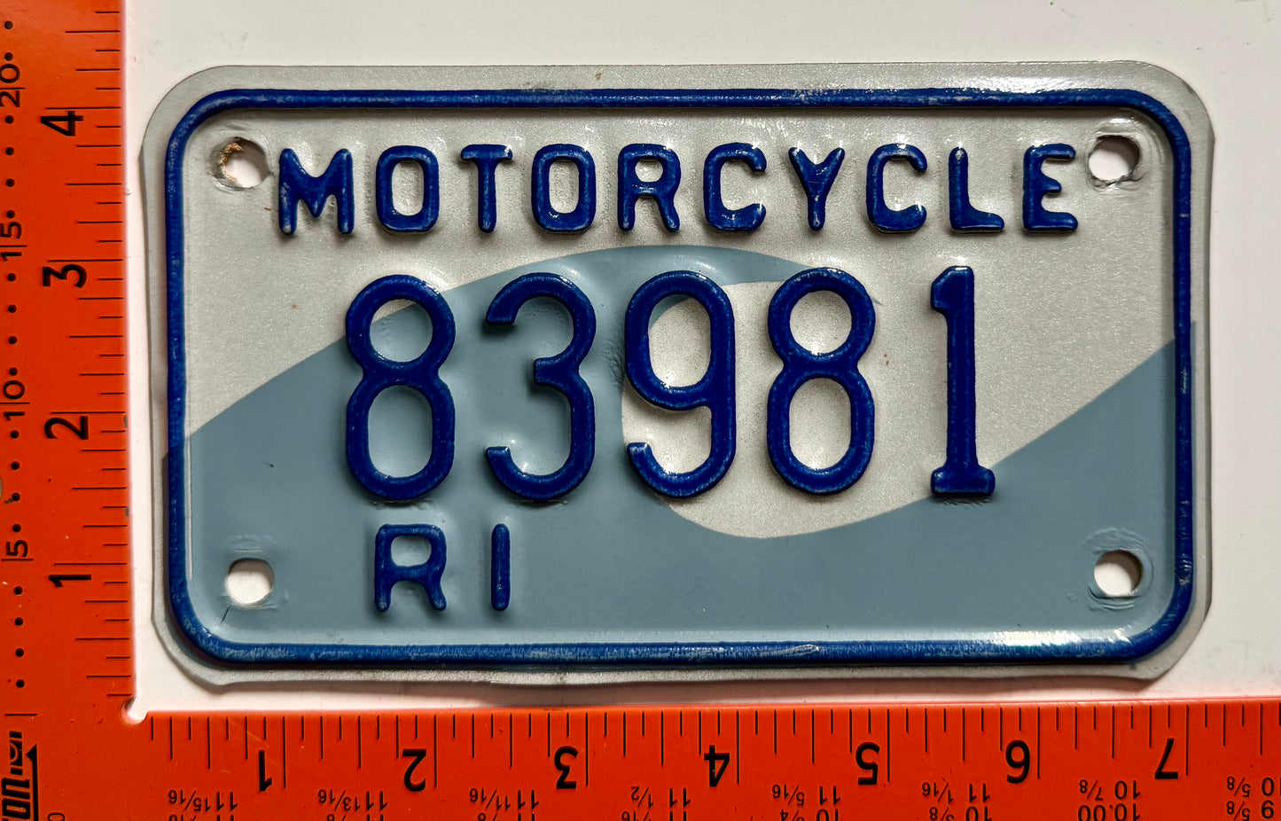 undated Rhode Island #83981 Motorcycle License Plate