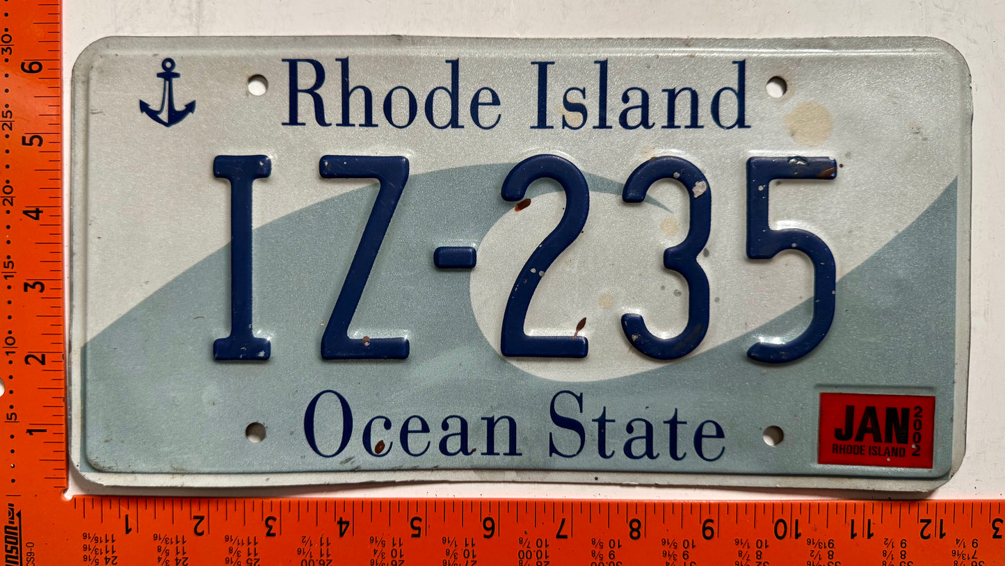 2002 Rhode Island #IZ-235 Passenger License Plate