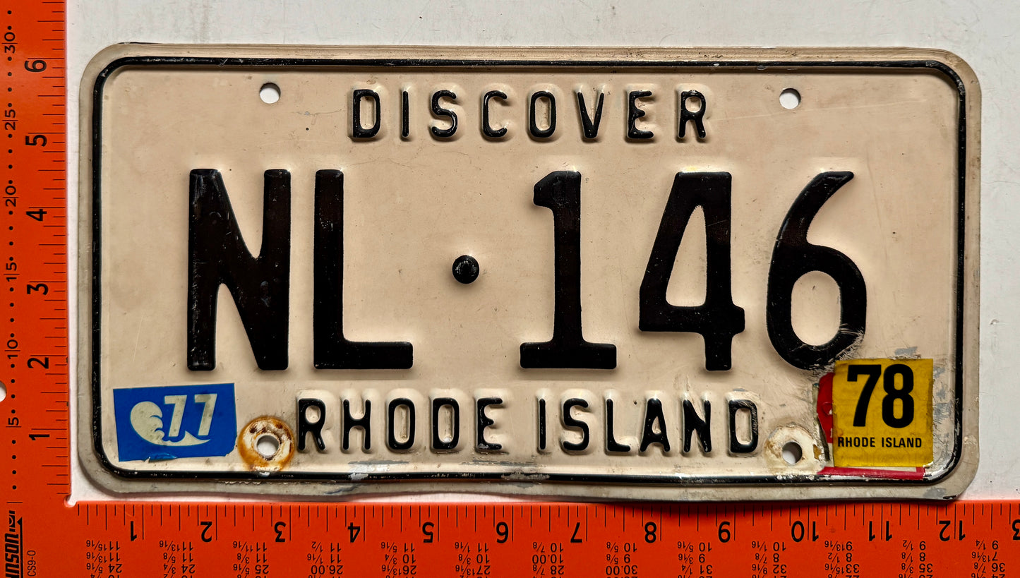 1977/1978 Rhode Island #NL-146 Passenger License Plate