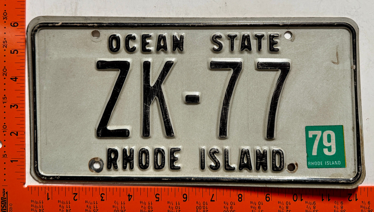 1979 Rhode Island #ZK-77 Passenger License Plate