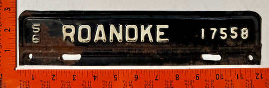 1956 Roanoke, Virginia #17558 License Plate