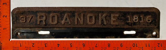 1937 Roanoke, Virginia #1816 License Plate
