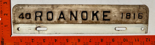 1940 Roanoke, Virginia #1816 License Plate