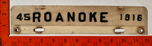 1945 Roanoke, Virginia #1816 License Plate (Fiberboard)