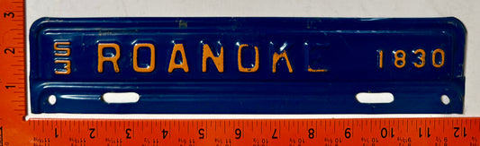 1953 Roanoke, Virginia #1830 License Plate