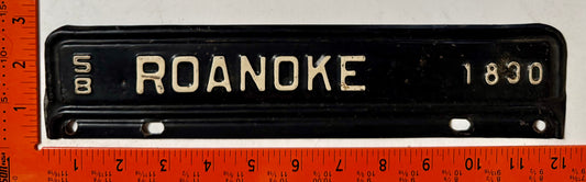 1958 Roanoke, Virginia #1830 License Plate