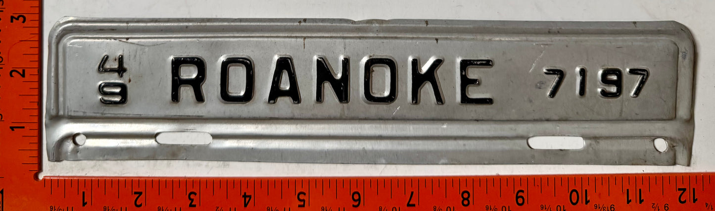 1949 Roanoke, Virginia #7197 License Plate