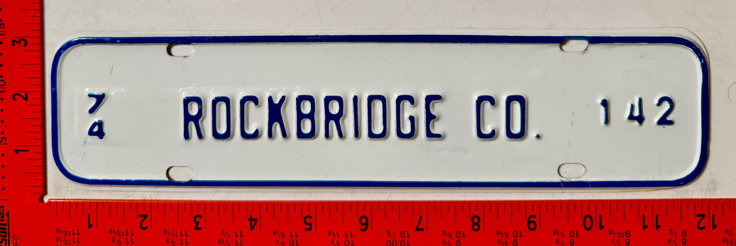 1974 Rockbridge County, Virginia #142 License Plate
