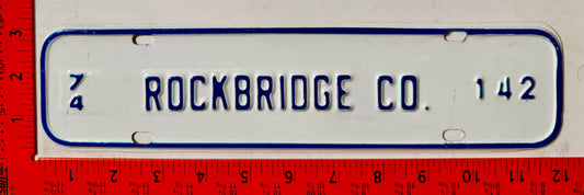 1974 Rockbridge County, Virginia #142 License Plate