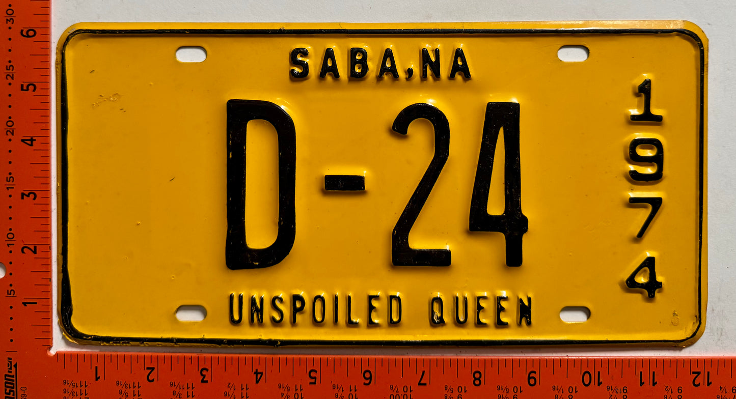 1974 Saba #D-24 Government License Plate