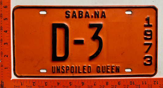 1973 Saba #D-3 Government License Plate