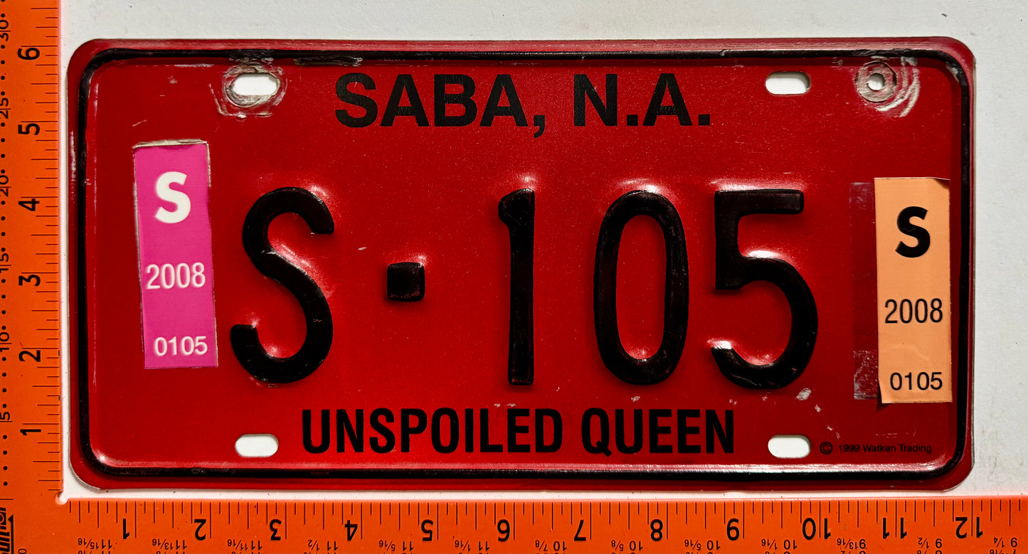 2008 Saba #S-105 Passenger License Plate